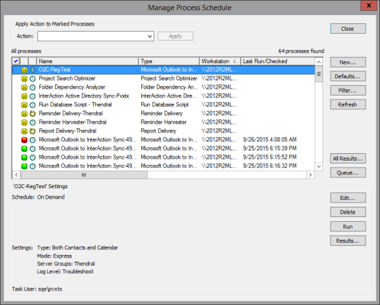 Managing the List of Scheduled Processes – InterAction Admin Client